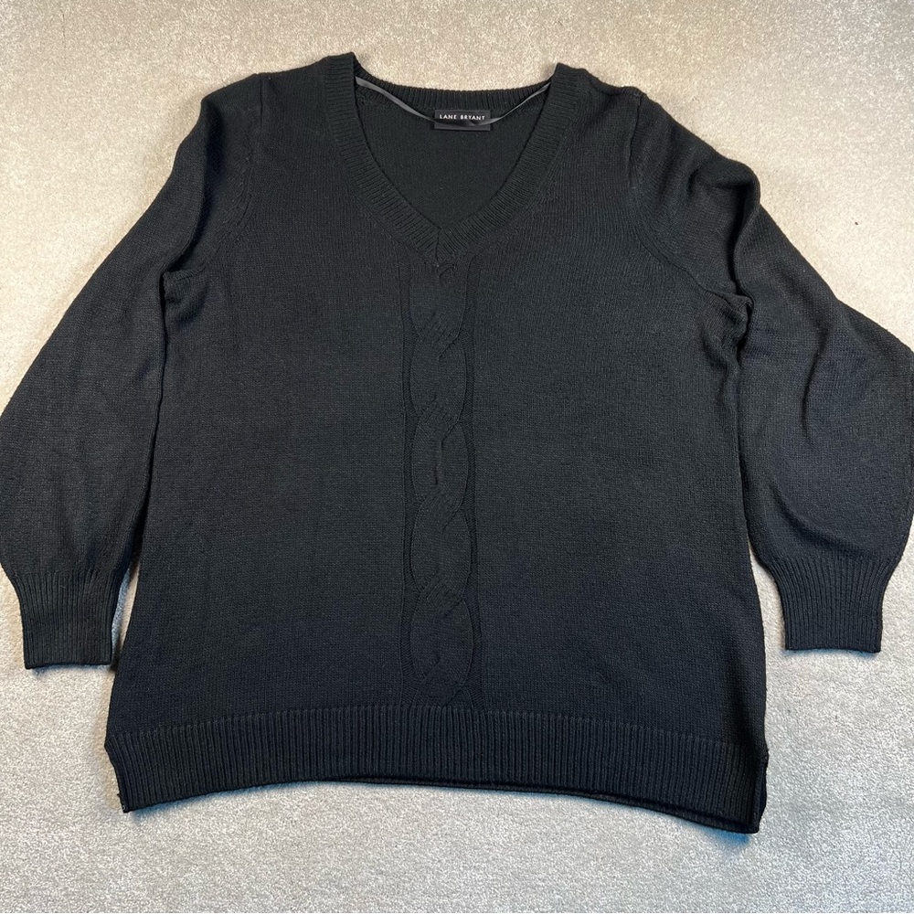 Lane Bryant Sweater Black V Neck Stretchy Soft Cozy‎ Casual Women's 14/16
